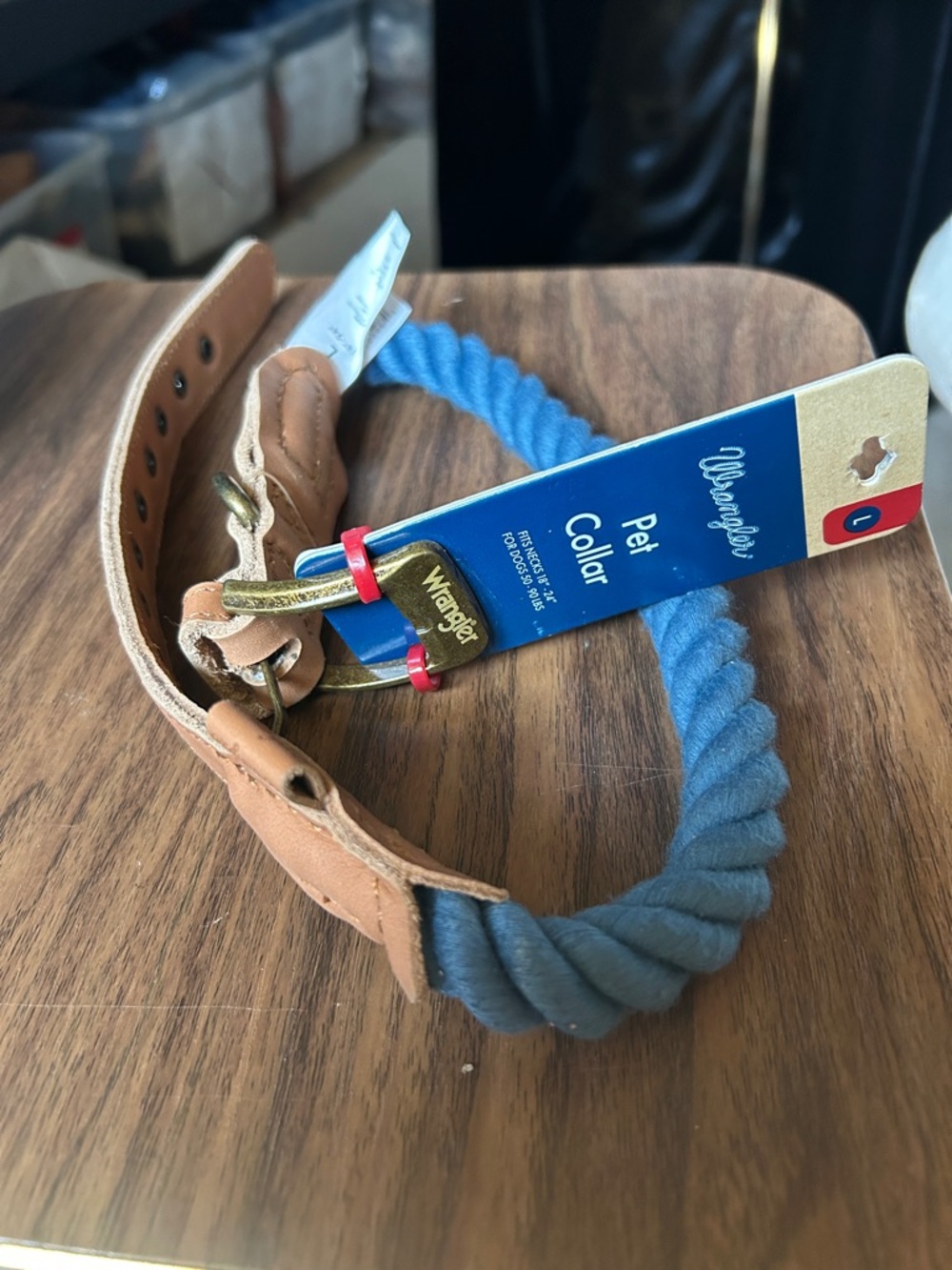 Wrangler Rope Leather Trim Pet Collar NEW Size XL 22.5”-30” 90-140 lbs